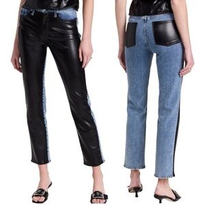 Jonathan Simkhai Hi Rise Jeans Leather Pants Rockstar Country Cowboy Carter Bike